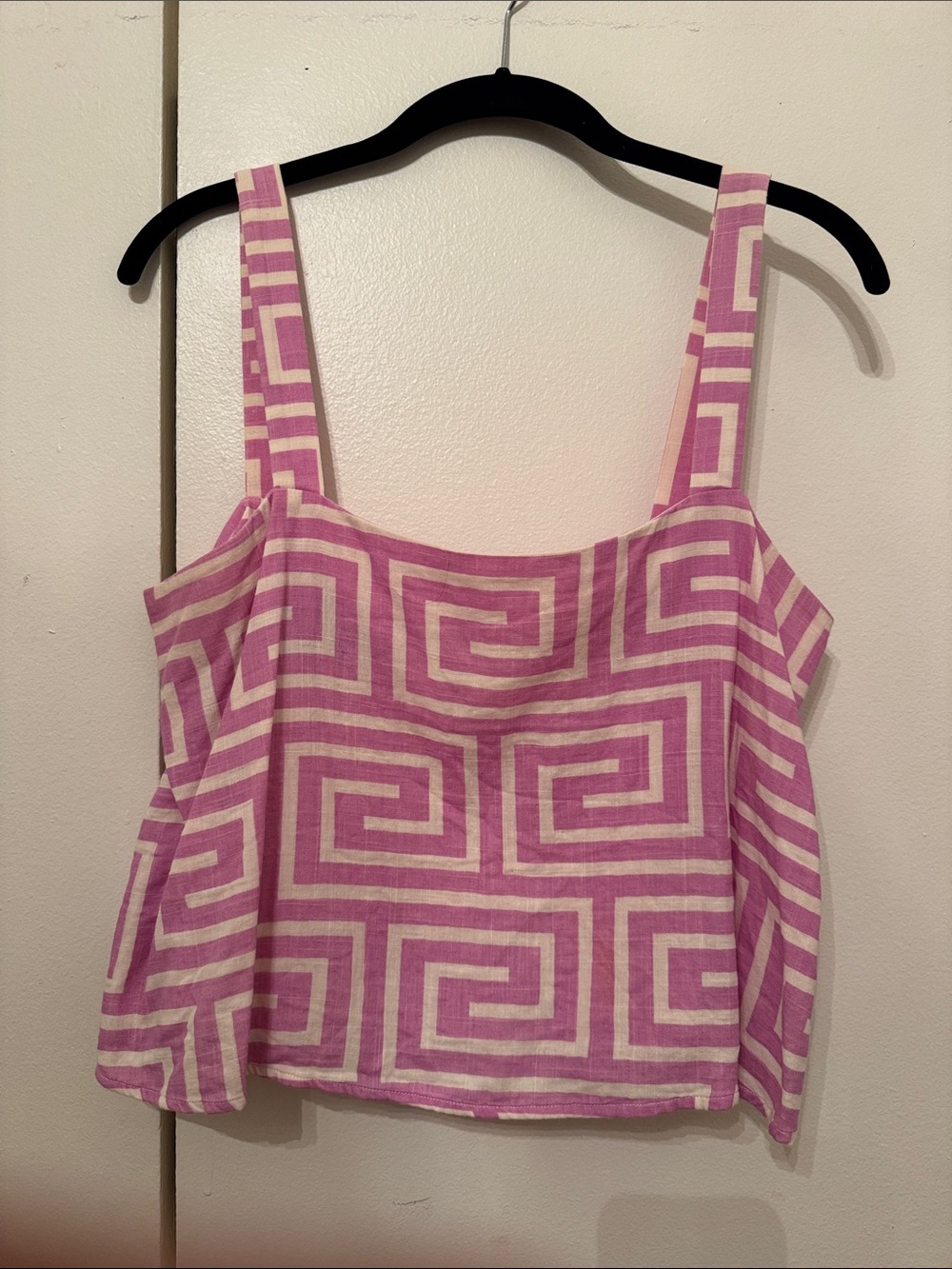 Dusen Dusen Pink Geometric Square-Print Tank Top
